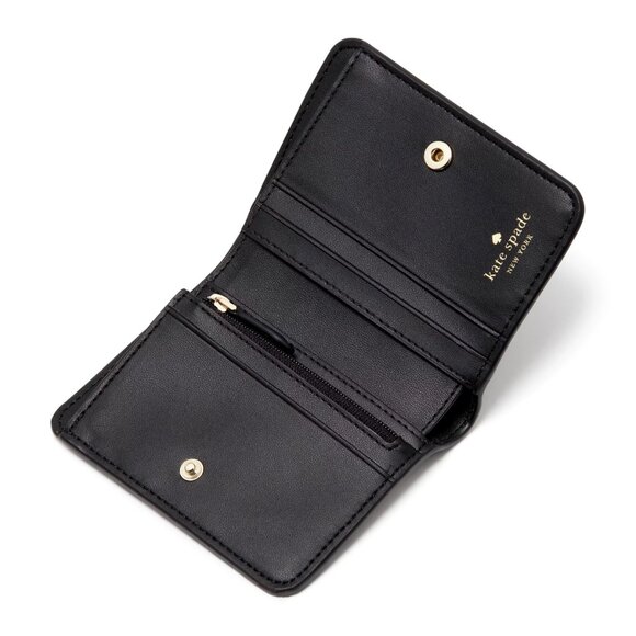 New Kate Spade Signature Spade Flower Small Bifold Wallet Black Multi - Picture 3 of 3